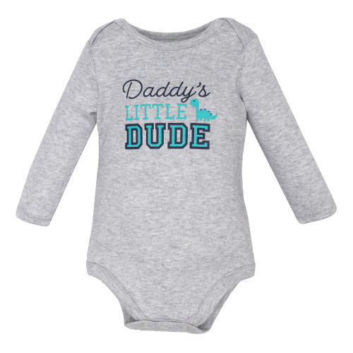 Hudson Baby Cotton Long-Sleeve Bodysuits 3-Pack, Little Dude Dino