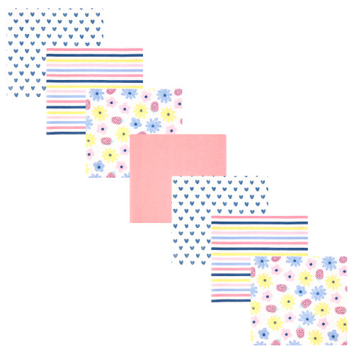 Hudson Baby Cotton Flannel Receiving Blankets Bundle, Flowers And Strawberries