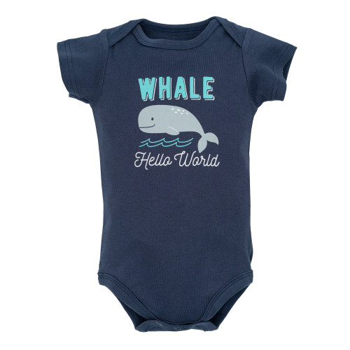 Hudson Baby Cotton Bodysuits 5-Pack, Sea Characters