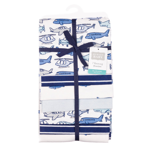 Hudson Baby Cotton Flannel Receiving Blankets Bundle, Born To Fly 7-Pack
