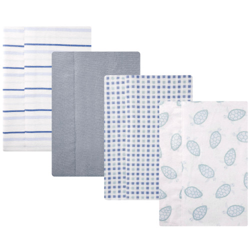 Hudson Baby Cotton Flannel Burp Cloths, Little Sea Turtle 4-Pack