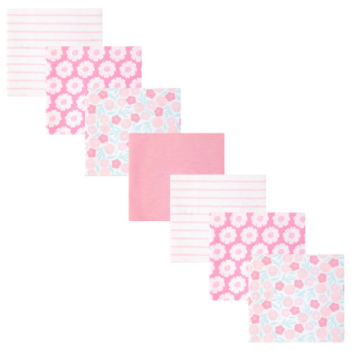 Hudson Baby Cotton Flannel Receiving Blankets Bundle, Pink Daisies