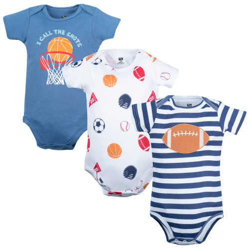Hudson Baby Cotton Bodysuits 3-Pack, Sports