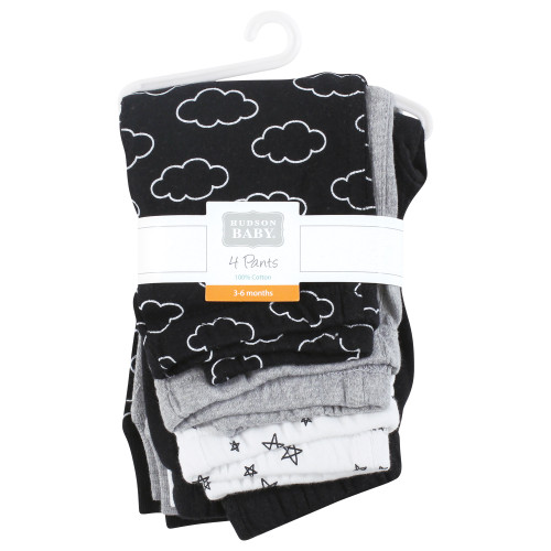 Hudson Baby Cotton Pants and Leggings, Black Cloud Stars