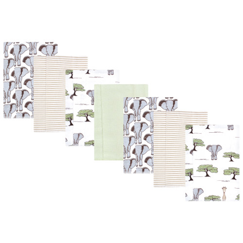 Hudson Baby Cotton Flannel Burp Cloths, Wild Safari Adventures 7-Pack
