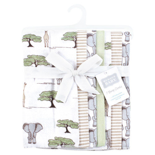 Hudson Baby Cotton Flannel Burp Cloths, Wild Safari Adventures 7-Pack