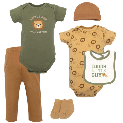 Hudson Baby Cotton Layette Set, Tough Guy Lion