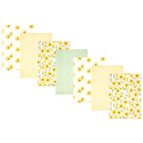 Hudson Baby Cotton Flannel Burp Cloths, Yellow Daisy 2