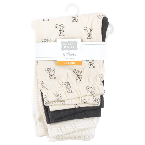 Hudson Baby Cotton Pants and Leggings, Beige Teddy Bear