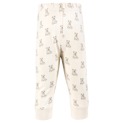 Hudson Baby Cotton Pants and Leggings, Beige Teddy Bear