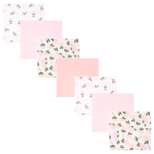 Hudson Baby Cotton Flannel Receiving Blankets Bundle, Pink Peony 1