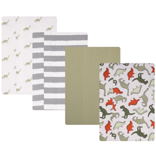 Hudson Baby Cotton Flannel Burp Cloths, Multi Color Dino 4-Pack