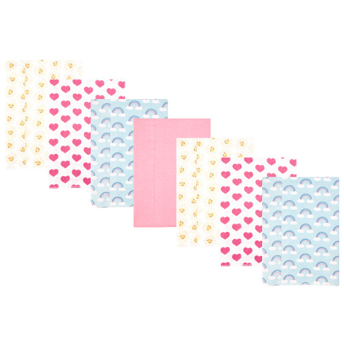 Hudson Baby Cotton Flannel Burp Cloths, Cloudy Rainbow 2