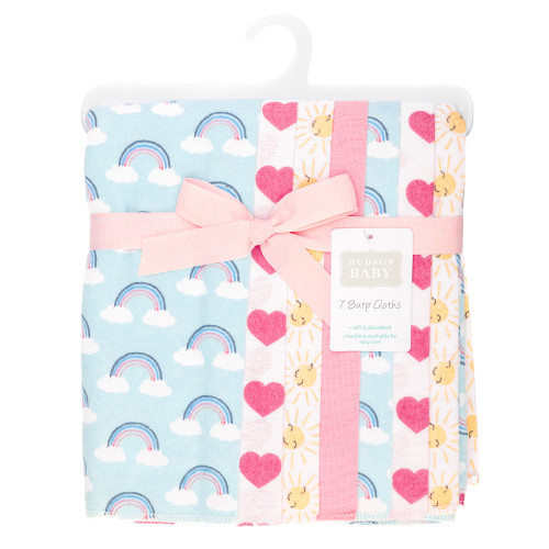Hudson Baby Cotton Flannel Burp Cloths, Cloudy Rainbow 2