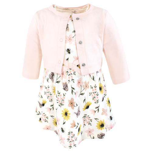 Touched By Nature Organic Cotton Dress and Cardigan, Soft Wildflower