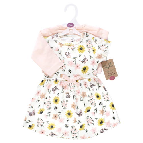 Touched By Nature Organic Cotton Dress and Cardigan, Soft Wildflower