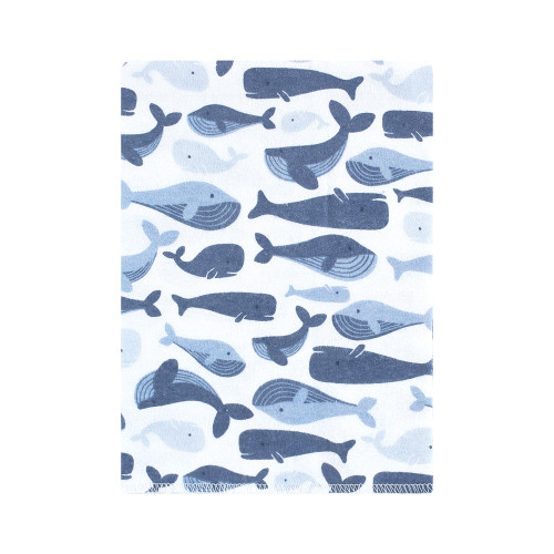 Hudson Baby Cotton Flannel Burp Cloths Bundle, Cute Whales