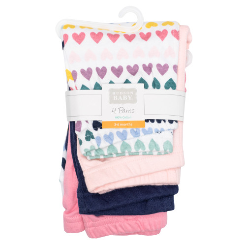 Hudson Baby Cotton Pants and Leggings, Pastel Hearts