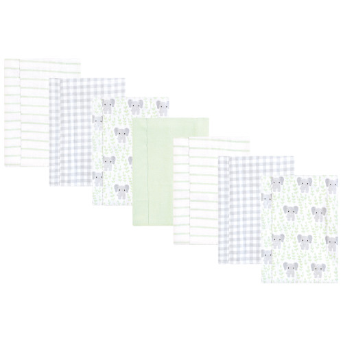 Hudson Baby Cotton Flannel Burp Cloths, Leafy Elephant 1