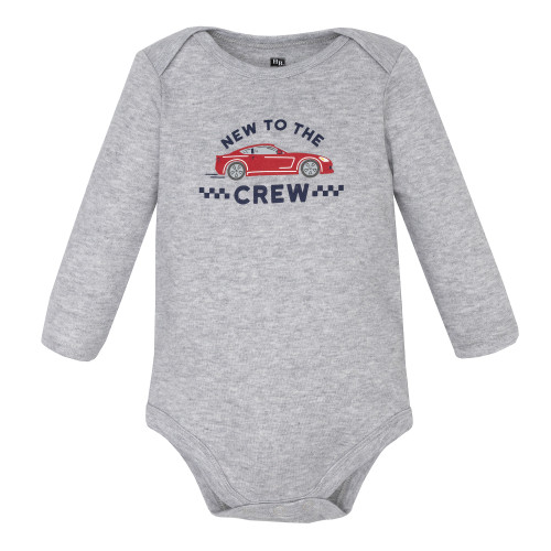 Hudson Baby Cotton Long-Sleeve Bodysuits 3-Pack, Race Car Crew