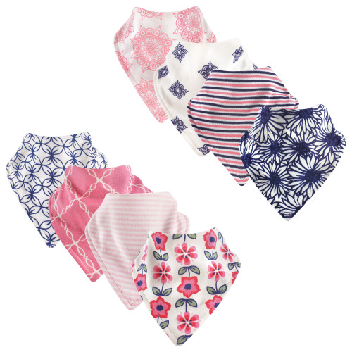Touched By Nature Organic Cotton Bandana Bibs, Daisy Flowers 8-Pack