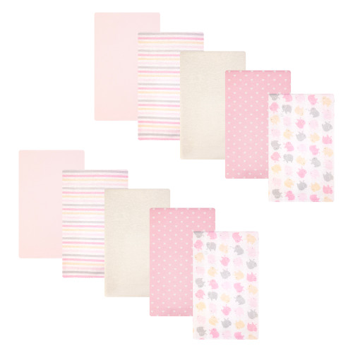 Hudson Baby Cotton Flannel Burp Cloths, Multi Color Girl Elephant