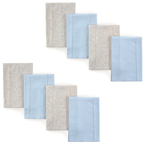 Touched By Nature Organic Cotton Burp Cloths, Blue Gray 8-Pack