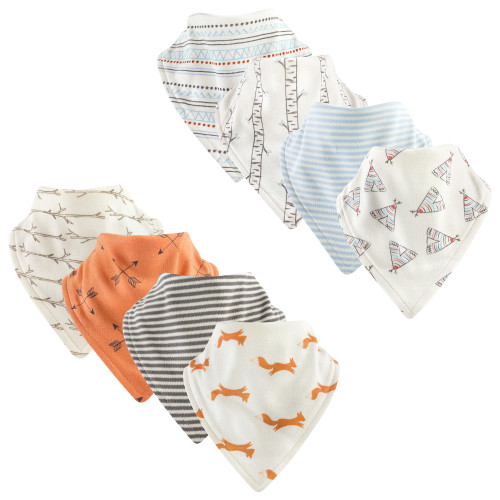 Touched By Nature Organic Cotton Bandana Bibs, Teepee Fox 8-Pack