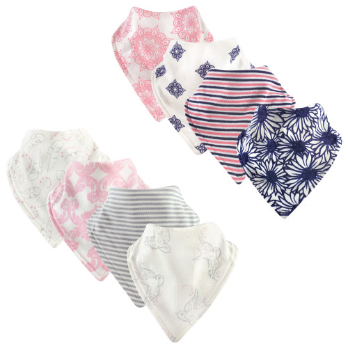 Touched By Nature Organic Cotton Bandana Bibs, Bird Daisy 8-Pack