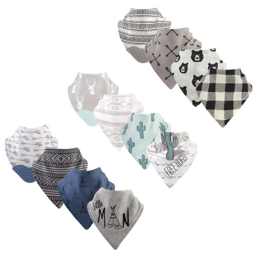 Yoga Sprout Cotton Bandana Bibs, Little Man, Free Hugs, And 12-Pack