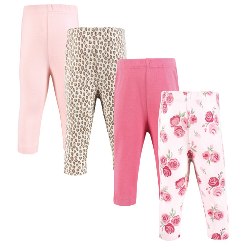 Hudson Baby Cotton Pants and Leggings, Blush Rose Leopard