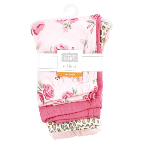 Hudson Baby Cotton Pants and Leggings, Blush Rose Leopard