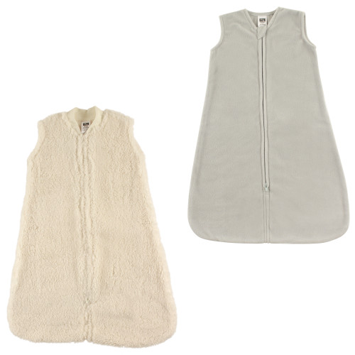 Hudson Baby Plush Sleeping Bag, Sack, Blanket, Solid Gray Cream