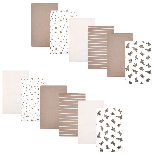 Hudson Baby Cotton Flannel Burp Cloths Bundle, French Bulldog Stars