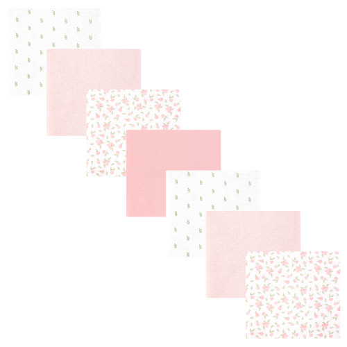 Hudson Baby Cotton Flannel Receiving Blankets Bundle, Tiny Rose