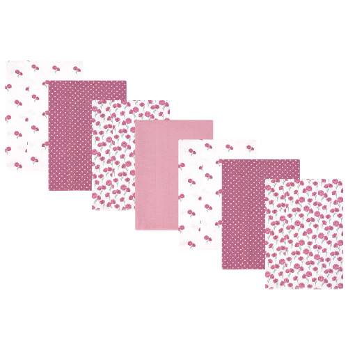 Hudson Baby Cotton Flannel Burp Cloths, Wild Rose Floral 1