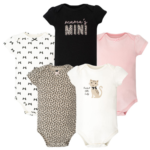 Hudson Baby Cotton Bodysuits 5-Pack, Purrfect
