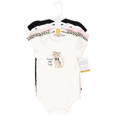 Hudson Baby Cotton Bodysuits 5-Pack, Purrfect