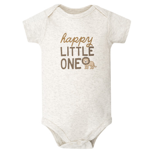 Hudson Baby Cotton Bodysuits 5-Pack, Happy Little One Safari