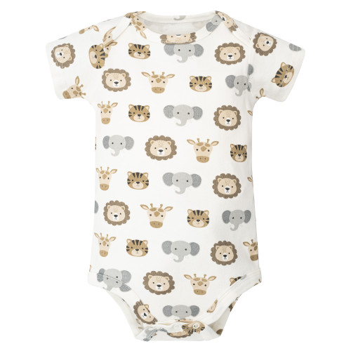 Hudson Baby Cotton Bodysuits 5-Pack, Happy Little One Safari