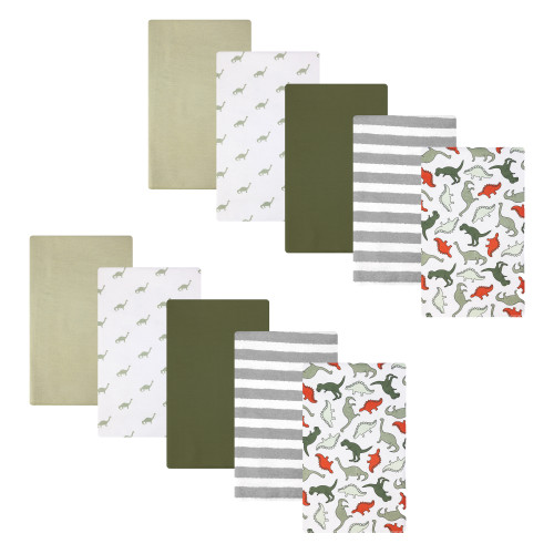 Hudson Baby Cotton Flannel Burp Cloths, Multi Color Dino