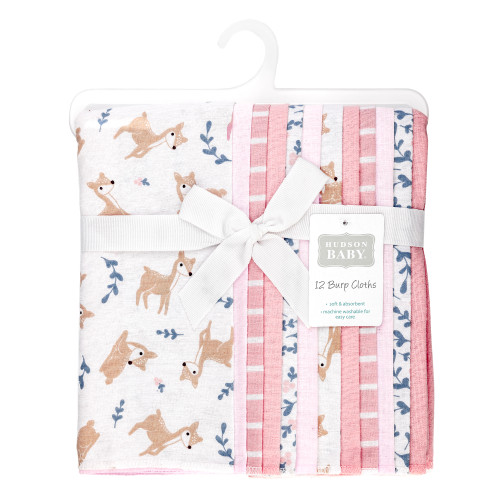 Hudson Baby Cotton Flannel Burp Cloths Bundle, Loves Me Deerly