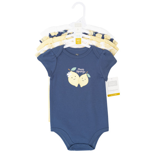 Hudson Baby Cotton Bodysuits 5-Pack, Main Squeeze Lemon
