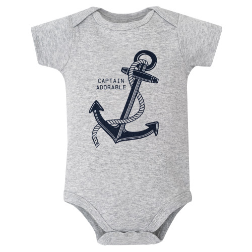 Hudson Baby Cotton Bodysuits 5-Pack, Nautical Anchor