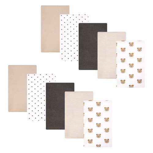 Hudson Baby Cotton Flannel Burp Cloths, Cozy Cutie 2