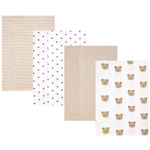 Hudson Baby Cotton Flannel Burp Cloths, Cozy Cutie