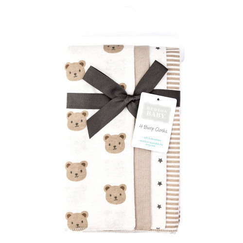 Hudson Baby Cotton Flannel Burp Cloths, Cozy Cutie