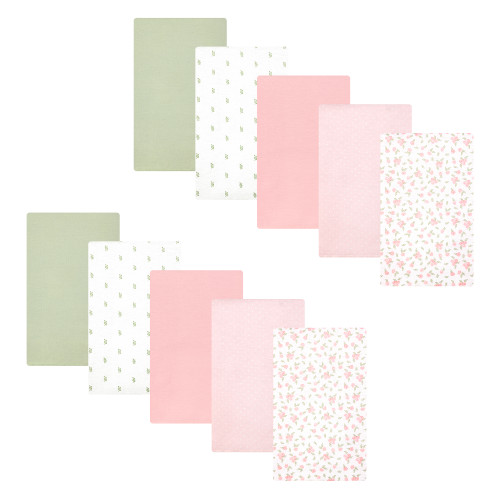 Hudson Baby Cotton Flannel Burp Cloths, Tiny Rose 2