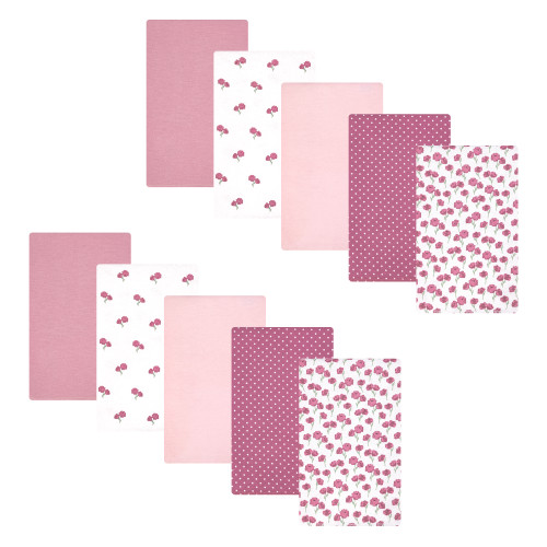 Hudson Baby Cotton Flannel Burp Cloths, Wild Rose Floral 2