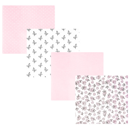 Hudson Baby Cotton Flannel Receiving Blankets, Pink Primrose